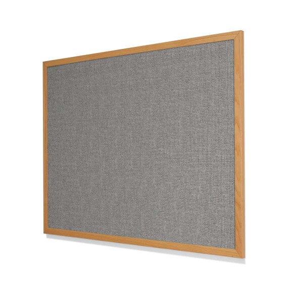 Guilford of Maine FR701 Grey Mix Cork Board with Narrow Red Oak Frame